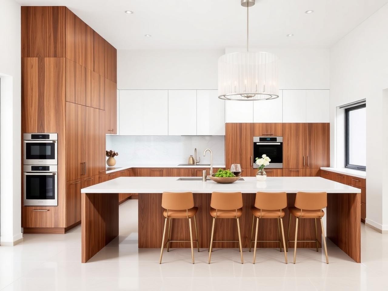 White oak kitchen with brass hardware
